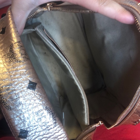 McM rose gold backpack